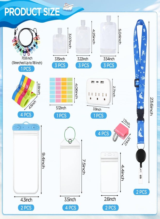 FACULX Carnival Cruise Ship Essentials 2025, Cruise Essentials Kit Include Non-Surge Power Strip, Magnetic Hooks, Cruise Lanyards, Luggage Tags, Clothline, Phone Pouch, Clips, Travel Pouches for Toiletries - Image 3